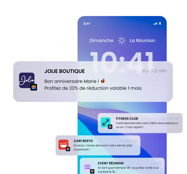 Notification affichée sur l'écran verrouillé d'un smartphone pour entretenir la relation client.